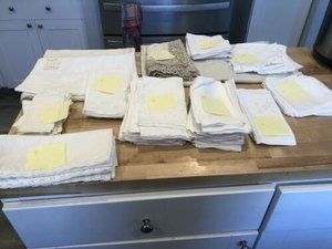 Vintage Linen Napkins, Tablecloths, table pad, bun warmers lot 72 Pieces